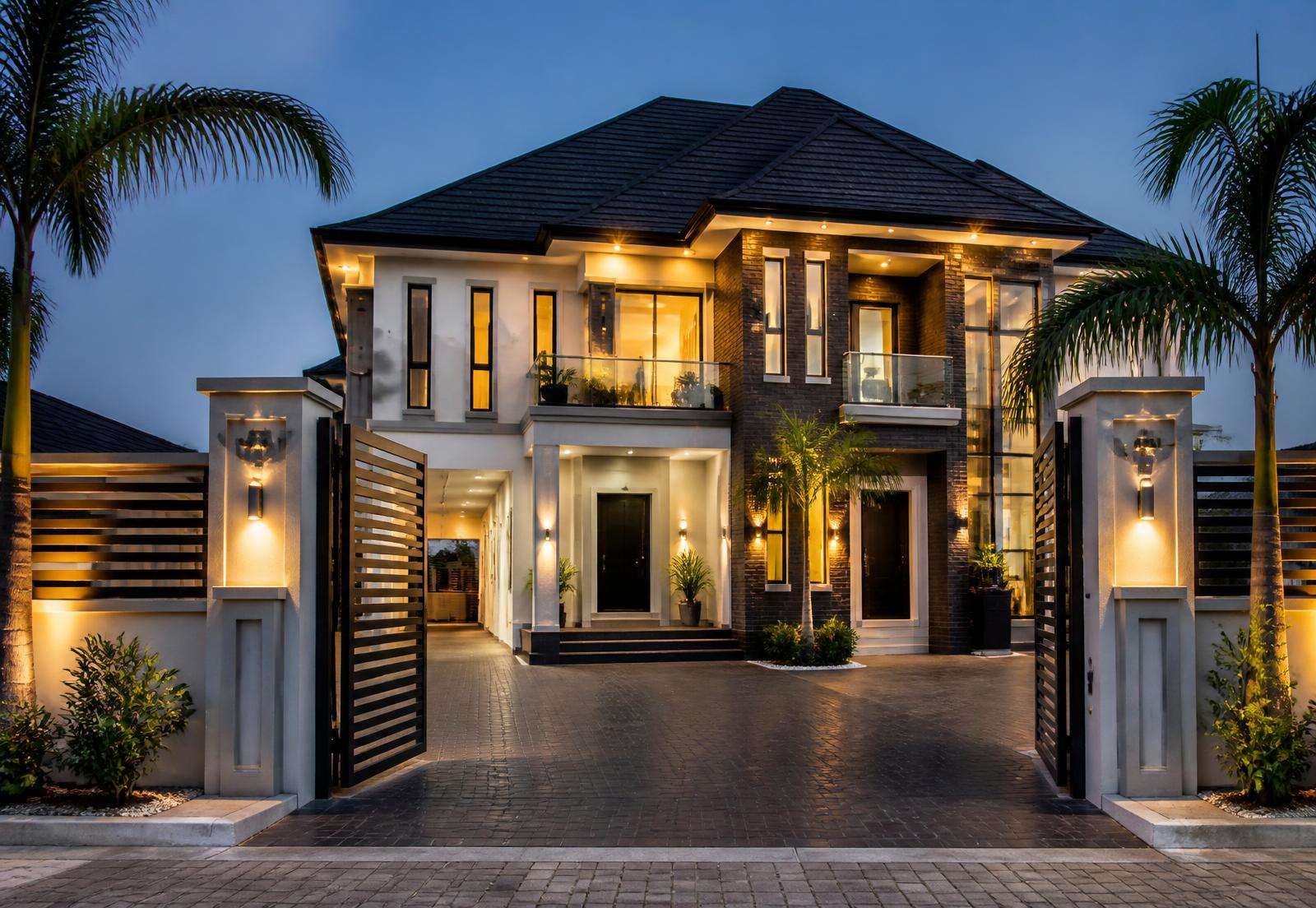 Premium Nigerian home at golden hour in Lagos